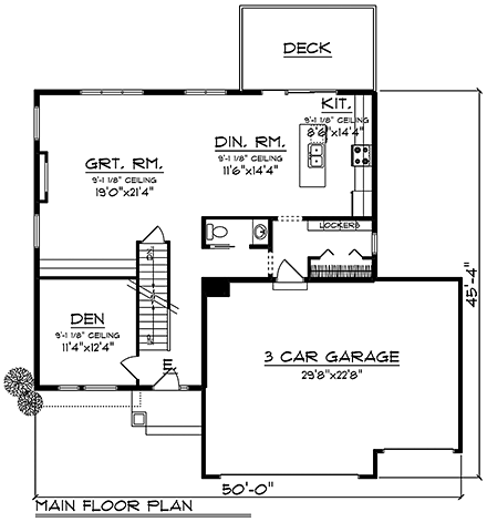 Contemporary, Modern House Plan 75437 with 3 Beds, 3 Baths, 3 Car Garage First Level Plan