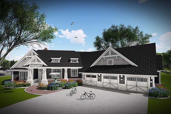 Bungalow, Cottage, Craftsman House Plan 75439 with 3 Beds, 2 Baths, 3 Car Garage Elevation