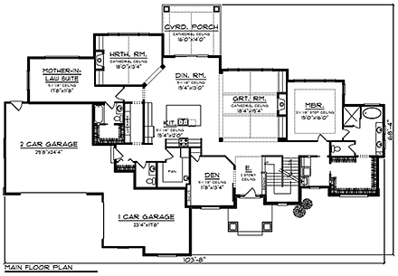 Craftsman, Traditional House Plan 75442 with 5 Beds, 5 Baths, 3 Car Garage First Level Plan
