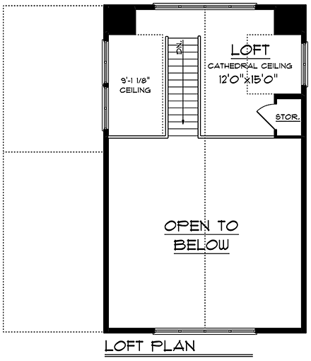 Cabin House Plan 75467 with 1 Beds, 1 Baths Second Level Plan