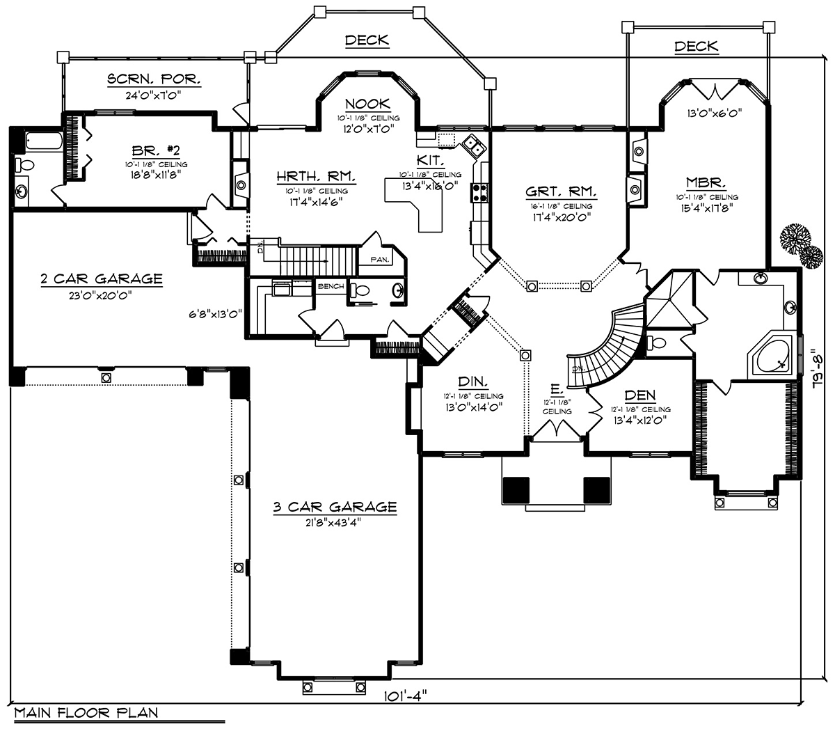 Southwest House Plan 75473 with 5 Beds, 3 Baths, 5 Car Garage Level One