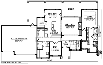 Traditional House Plan 75477 with 5 Beds, 5 Baths, 3 Car Garage First Level Plan