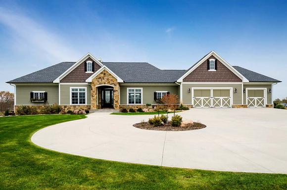 Craftsman, Ranch, Traditional House Plan 75486 with 4 Beds, 4 Baths, 3 Car Garage Elevation