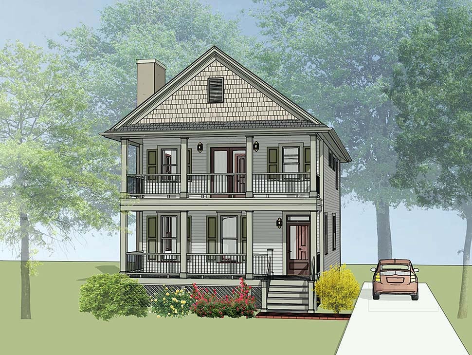 Colonial, Southern Plan with 1667 Sq. Ft., 3 Bedrooms, 3 Bathrooms Elevation
