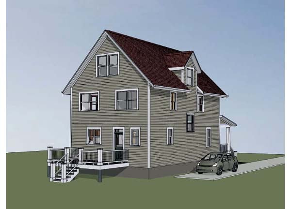 Colonial, Cottage, Southern House Plan 75505 with 3 Beds, 3 Baths Rear Elevation