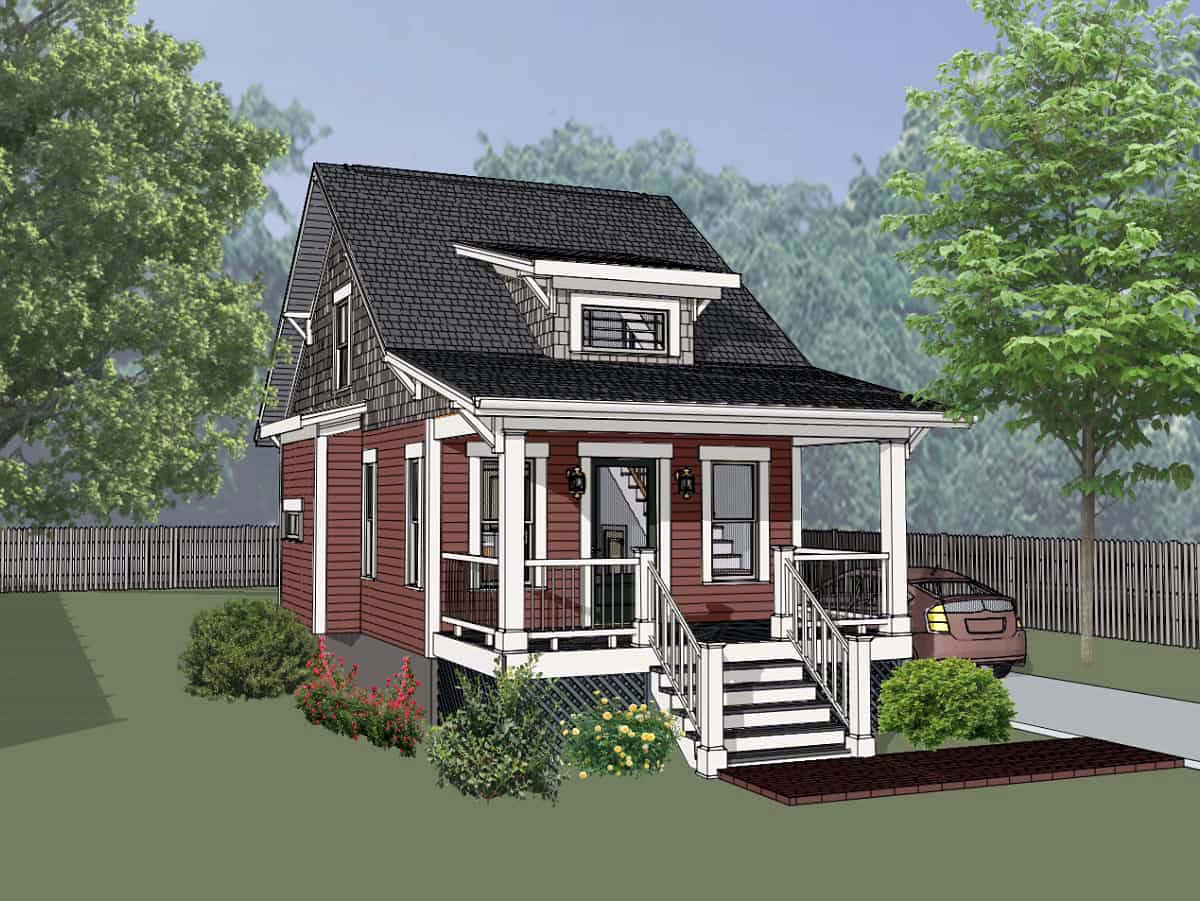 Cottage, Country House Plan 75510 with 1 Beds, 1 Baths Elevation