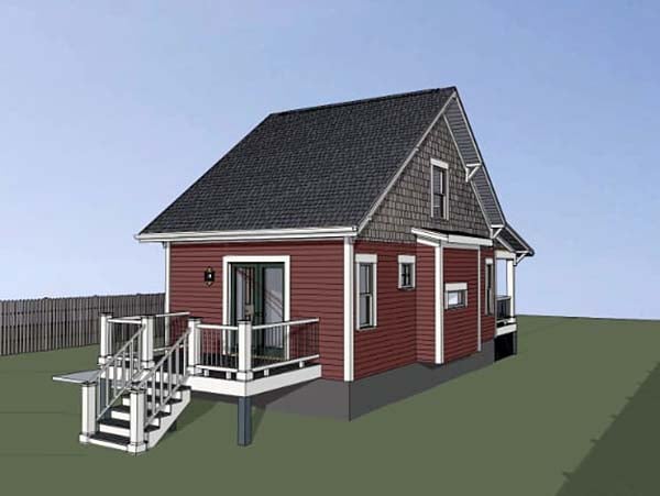 Cottage, Country House Plan 75510 with 1 Beds, 1 Baths Rear Elevation