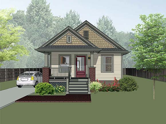 Bungalow, Craftsman House Plan 75511 with 2 Beds, 1 Baths Elevation