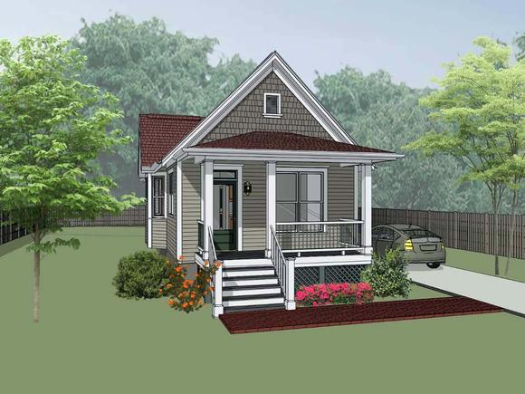 Colonial, Cottage, Southern House Plan 75515 with 2 Beds, 1 Baths Elevation
