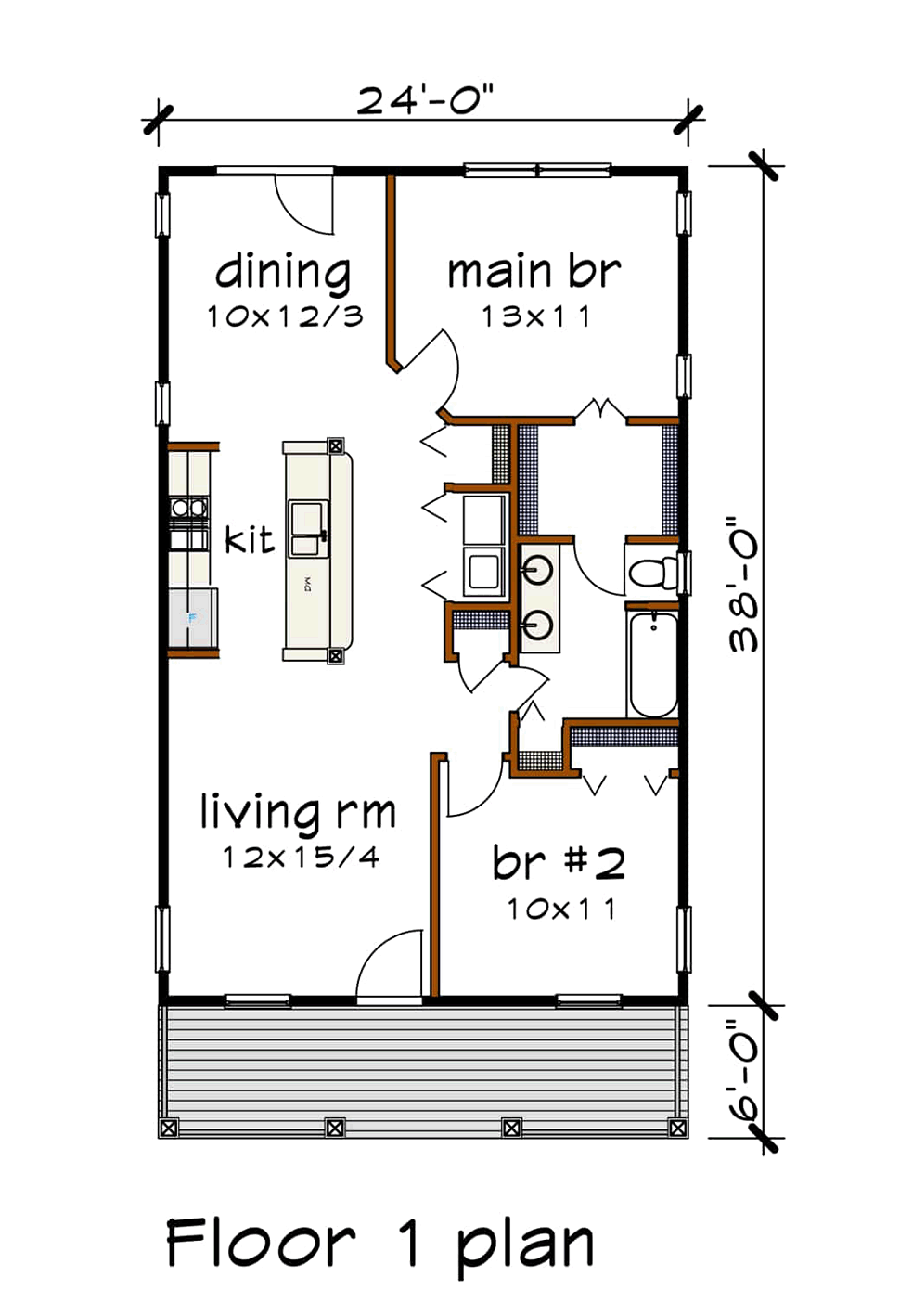 House Plan 75516 Bungalow Style With 912 Sq Ft 2 Bed 1 Bath