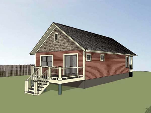 Bungalow House Plan 75516 with 2 Beds, 1 Baths Rear Elevation
