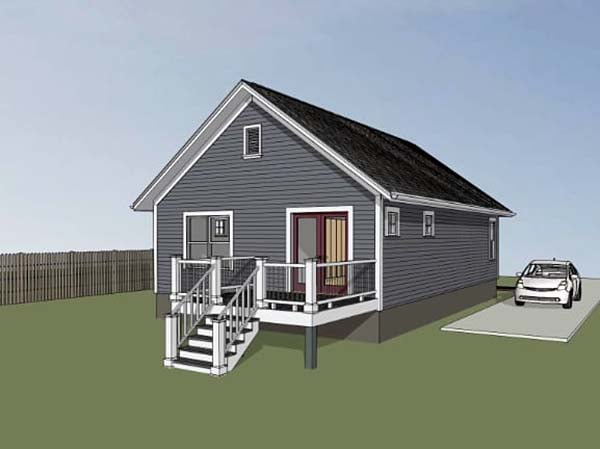 Bungalow House Plan 75517 with 2 Beds, 1 Baths Rear Elevation