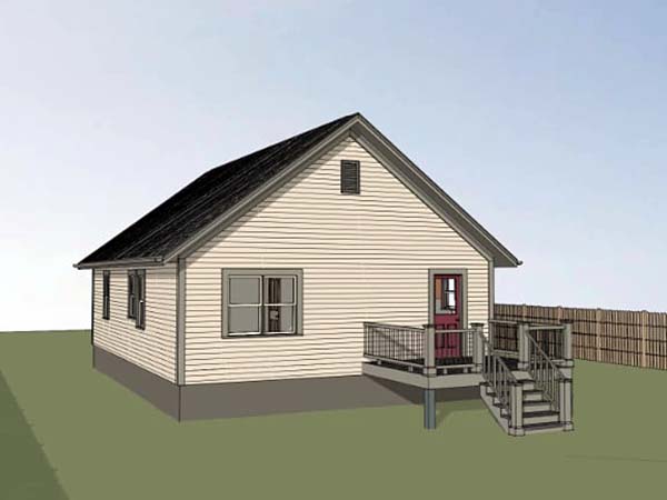Bungalow House Plan 75524 with 2 Beds, 2 Baths Rear Elevation