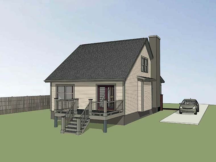 Bungalow, Cottage House Plan 75526 with 3 Beds, 2 Baths Rear Elevation