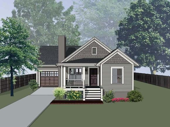 Bungalow, Cottage House Plan 75529 with 4 Beds, 2 Baths, 1 Car Garage Elevation