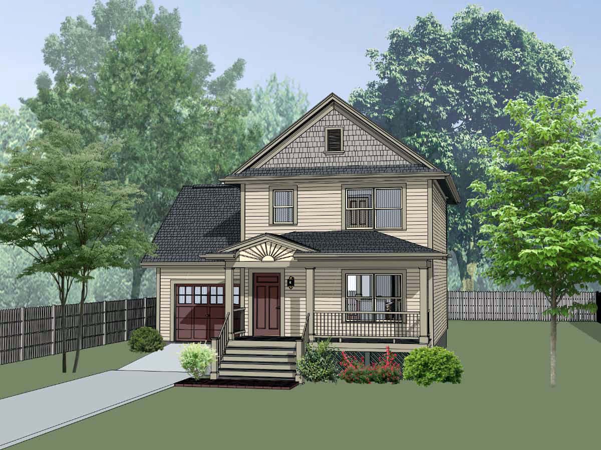Colonial, Country House Plan 75532 with 3 Beds, 3 Baths, 1 Car Garage Elevation
