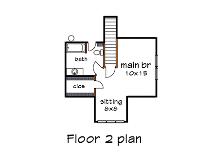 Bungalow, Craftsman House Plan 75535 with 3 Beds, 2 Baths, 1 Car Garage Second Level Plan