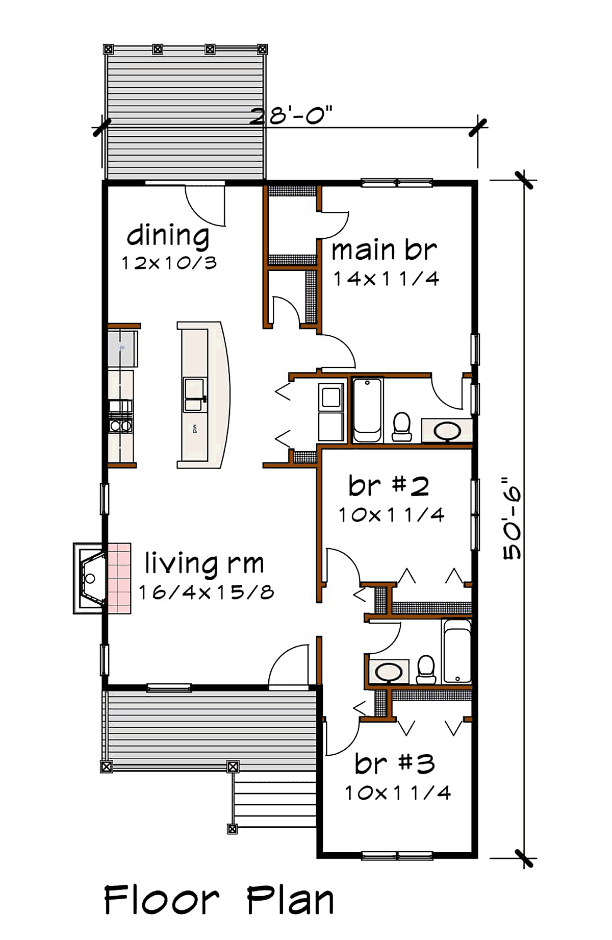 Bungalow, Cottage House Plan 75537 with 3 Beds, 2 Baths Level One