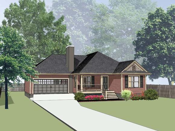 Cottage, Traditional House Plan 75539 with 3 Beds, 2 Baths, 1 Car Garage Elevation