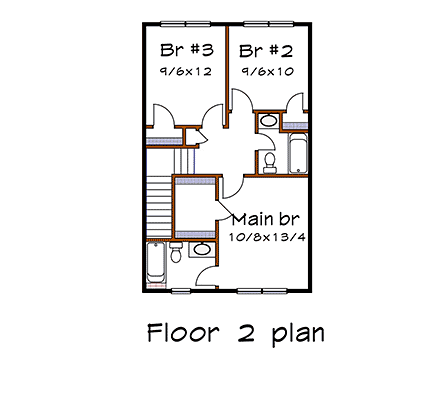 Bungalow, Craftsman House Plan 75544 with 3 Beds, 3 Baths, 1 Car Garage Second Level Plan