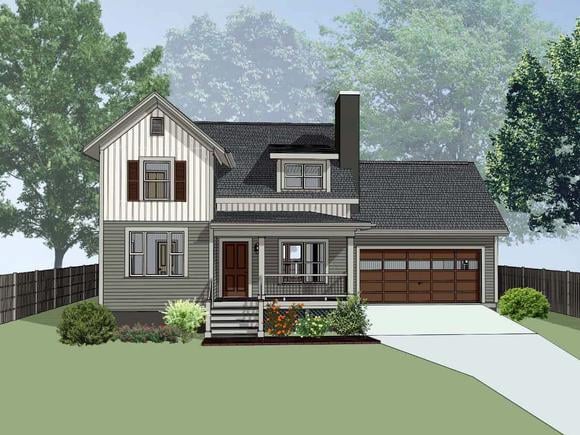Bungalow, Colonial, Traditional House Plan 75559 with 4 Beds, 2 Baths, 2 Car Garage Elevation