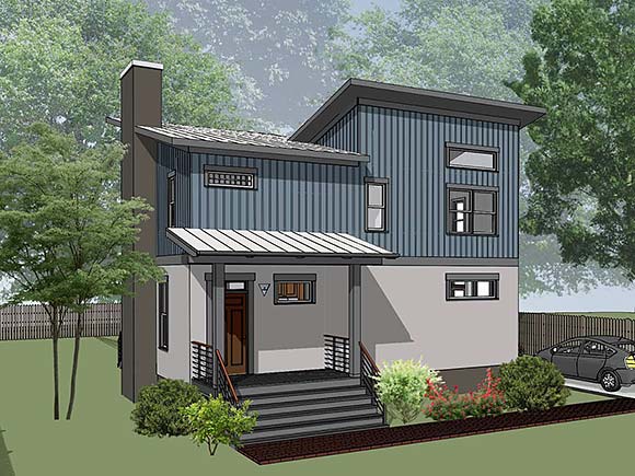 Bungalow, Contemporary, Modern House Plan 75567 with 3 Beds, 3 Baths Elevation