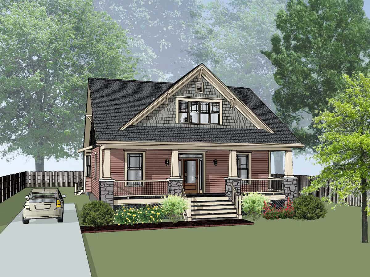 House Plan 75589 - Narrow Lot Style with 1901 Sq Ft, 3 Bed, 2 Bat