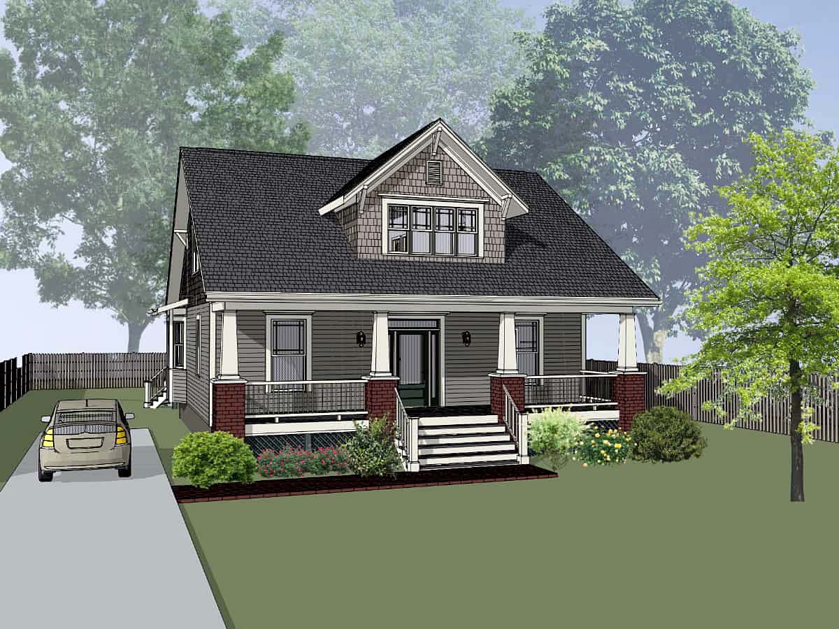 House Plan 75590 - Narrow Lot Style with 1869 Sq Ft, 3 Bed, 2 Bat