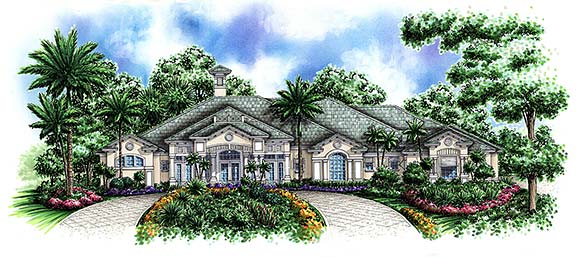 Coastal, Florida House Plan 75604 with 3 Beds, 5 Baths, 4 Car Garage Elevation