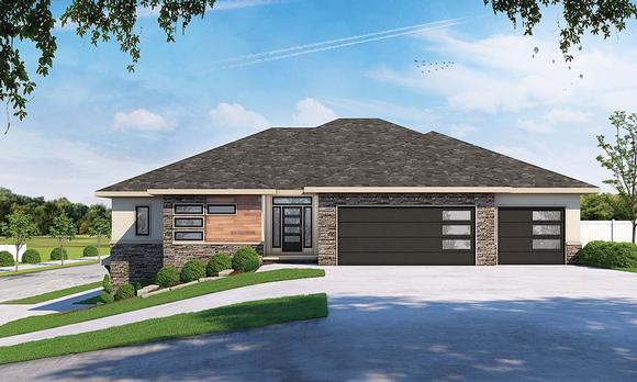 Contemporary, One-Story, Retro House Plan 75703 with 5 Beds, 4 Baths, 3 Car Garage Elevation