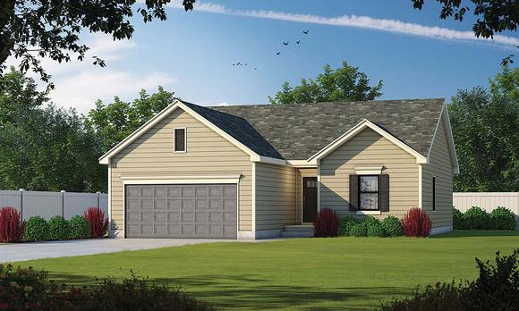 Narrow Lot, One-Story, Traditional House Plan 75706 with 3 Beds, 2 Baths, 2 Car Garage Elevation