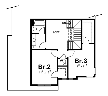 Craftsman, Narrow Lot, Traditional House Plan 75712 with 3 Beds, 3 Baths, 2 Car Garage Second Level Plan