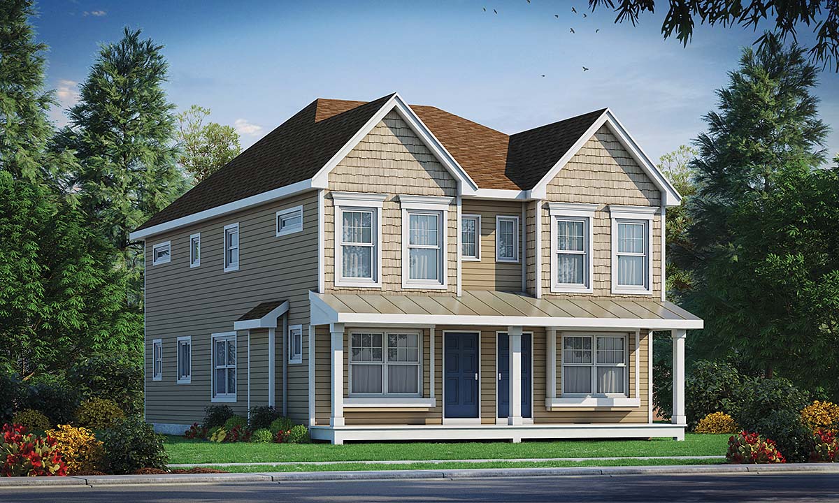 Narrow Lot, Southern, Traditional Multi-Family Plan 75713 with 4 Beds, 6 Baths Elevation