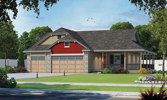 Country, Farmhouse, One-Story House Plan 75714 with 3 Beds, 2 Baths, 3 Car Garage Elevation
