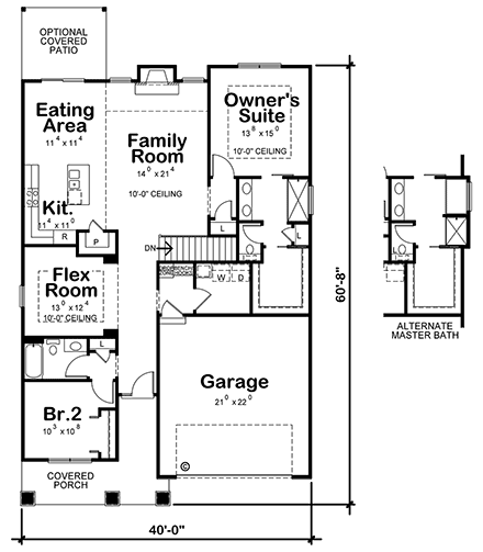 Craftsman, Farmhouse House Plan 75723 with 2 Beds, 2 Baths, 2 Car Garage First Level Plan