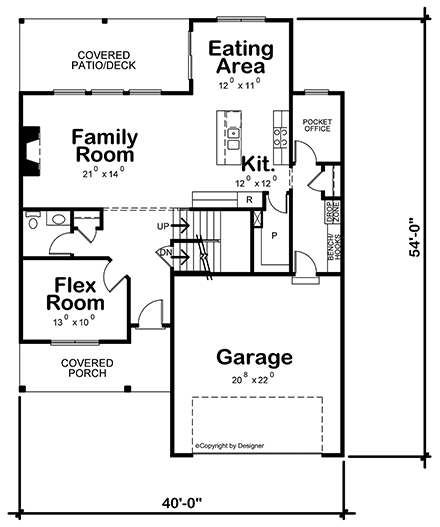 Farmhouse House Plan 75734 with 3 Beds, 3 Baths, 2 Car Garage First Level Plan