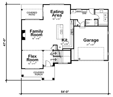 Craftsman House Plan 75735 with 3 Beds, 3 Baths, 2 Car Garage First Level Plan