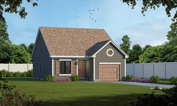 Traditional House Plan 75736 with 2 Beds, 2 Baths, 1 Car Garage Elevation