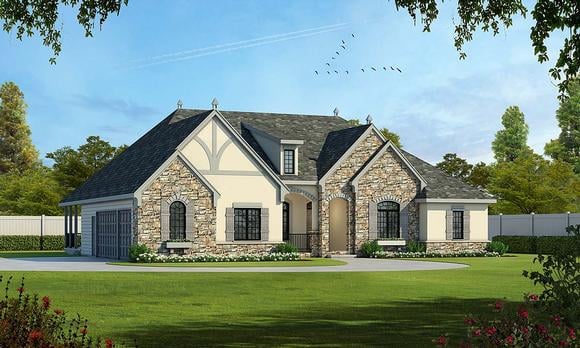 Craftsman, French Country House Plan 75737 with 4 Beds, 4 Baths, 3 Car Garage Elevation