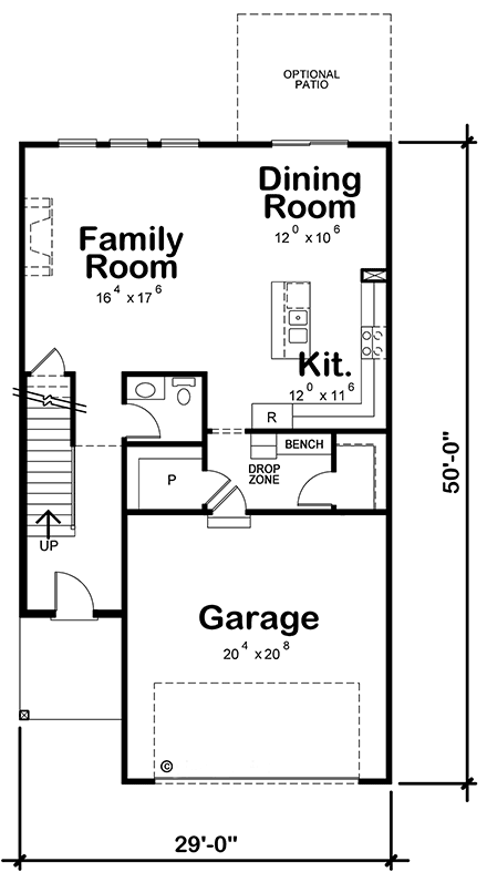 Farmhouse House Plan 75739 with 4 Beds, 3 Baths, 2 Car Garage First Level Plan