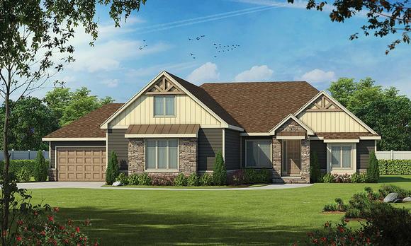 Craftsman, Traditional House Plan 75741 with 4 Beds, 4 Baths, 4 Car Garage Elevation