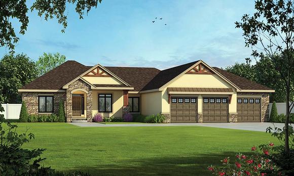 Craftsman, Traditional House Plan 75753 with 4 Beds, 4 Baths, 3 Car Garage Elevation