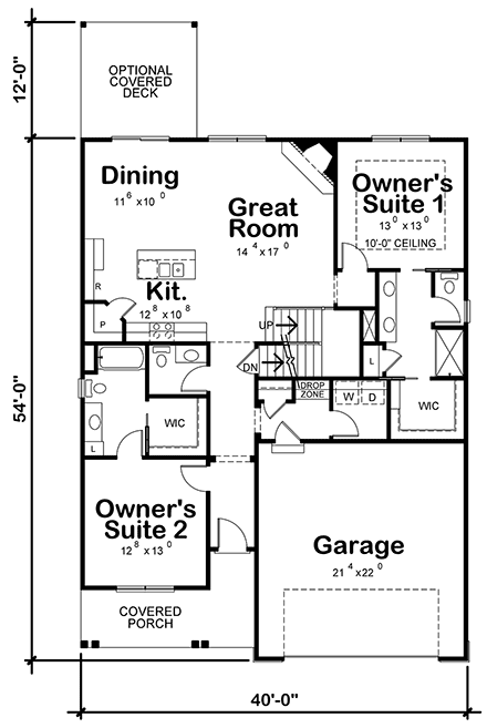Craftsman House Plan 75757 with 4 Beds, 4 Baths, 2 Car Garage First Level Plan