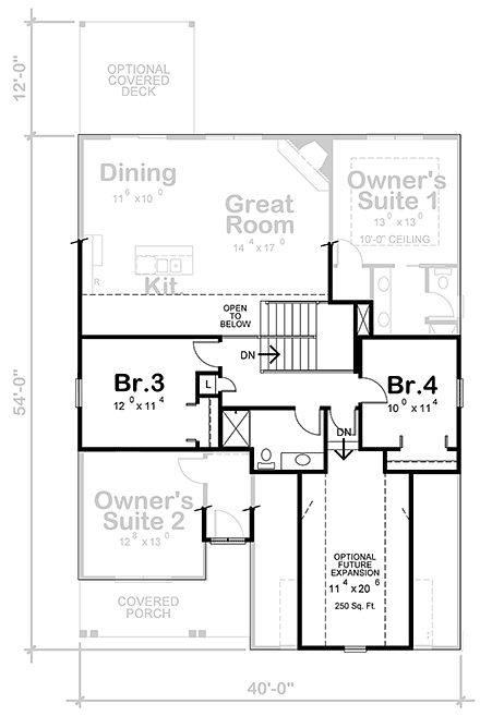 Craftsman House Plan 75757 with 4 Beds, 4 Baths, 2 Car Garage Second Level Plan