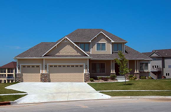 Craftsman House Plan 75762 with 4 Beds, 3 Baths, 3 Car Garage Elevation