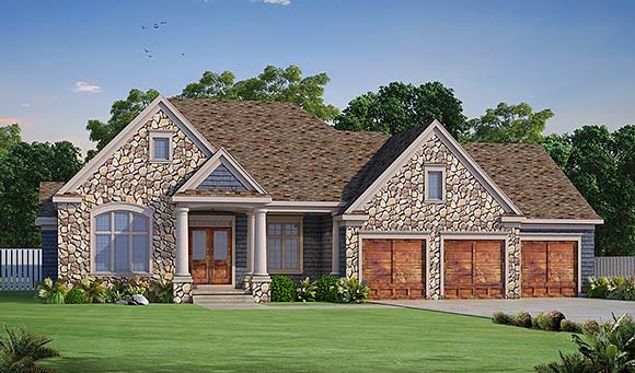 Craftsman, Traditional House Plan 75767 with 3 Beds, 5 Baths, 3 Car Garage Elevation