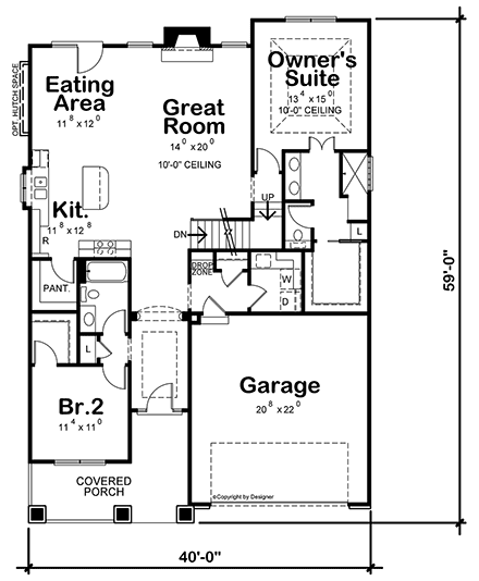 Cottage House Plan 75770 with 5 Beds, 4 Baths, 2 Car Garage First Level Plan