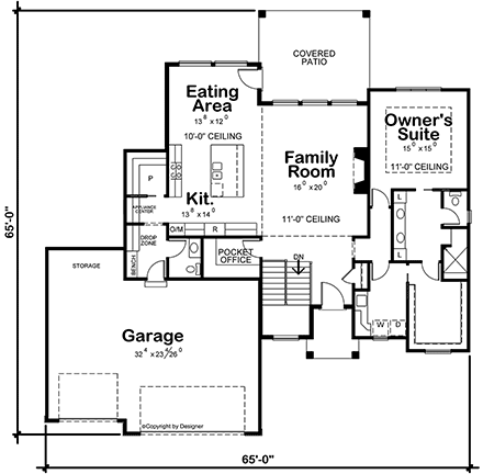 Contemporary House Plan 75774 with 3 Beds, 3 Baths, 3 Car Garage First Level Plan