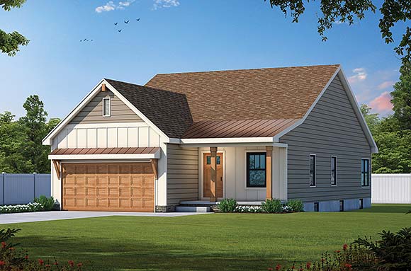 Farmhouse, Traditional House Plan 75782 with 3 Beds, 2 Baths, 2 Car Garage Elevation