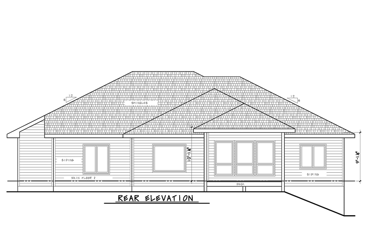 Contemporary House Plan 75787 with 3 Beds, 2 Baths, 3 Car Garage Rear Elevation